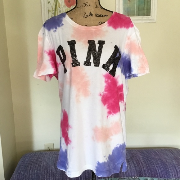 PINK Victoria's Secret Tops - PINK Victoria’s Secret Tie-Dye Bling Tee Shirt (M)